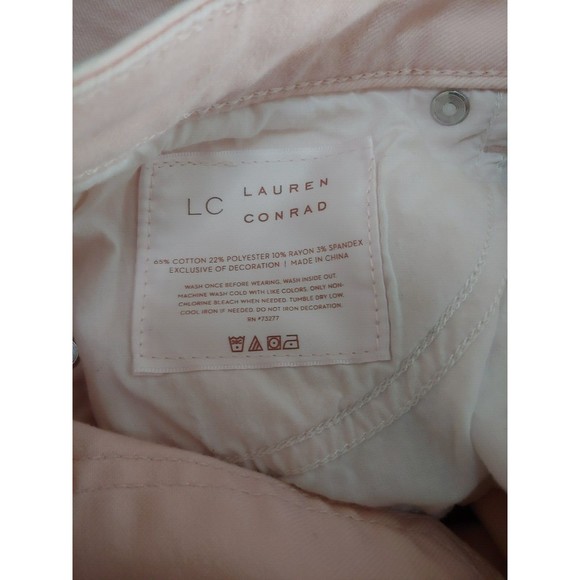 Love Lauren Conrad Womens Skinny Jeans Sz 4 Light Pink Heart Raw Hem Valentines - Picture 12 of 12